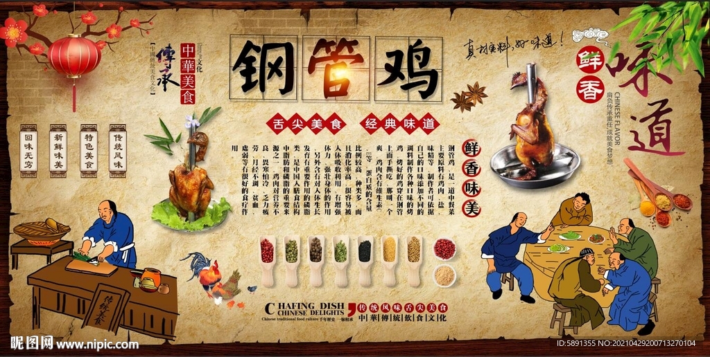 钢管鸡背景墙