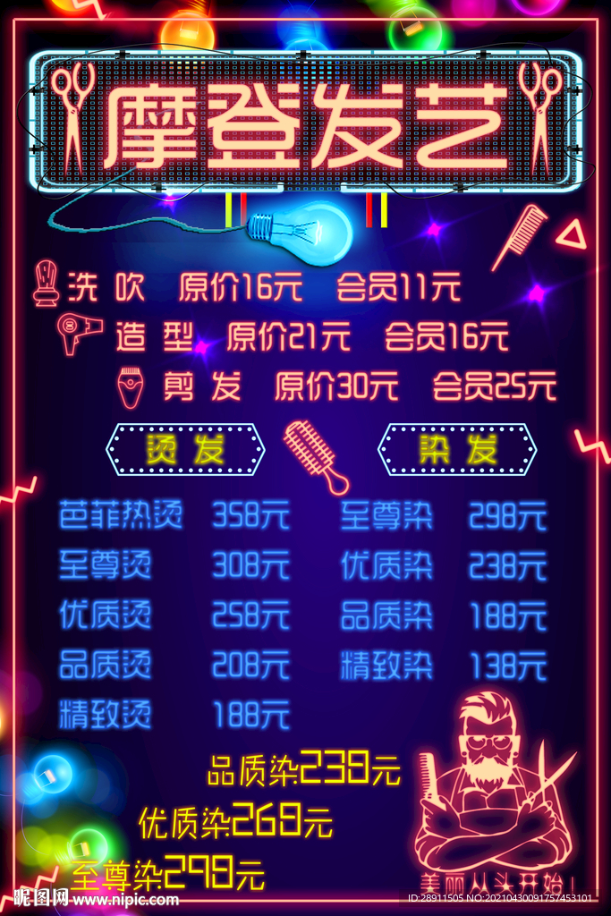 理发店价目表