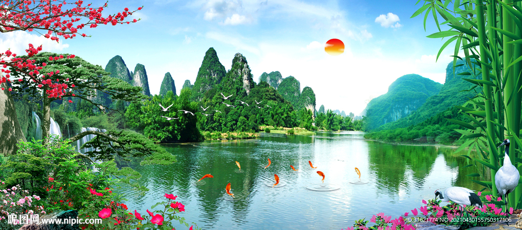 山水风景壁画
