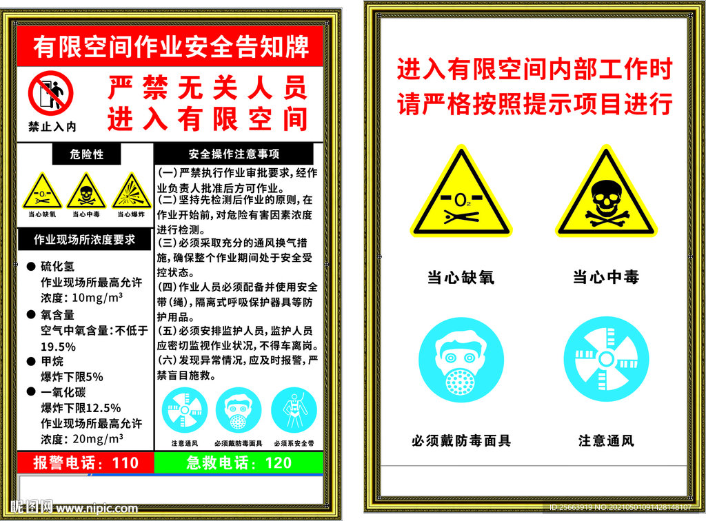 有限空间作业安全告知牌