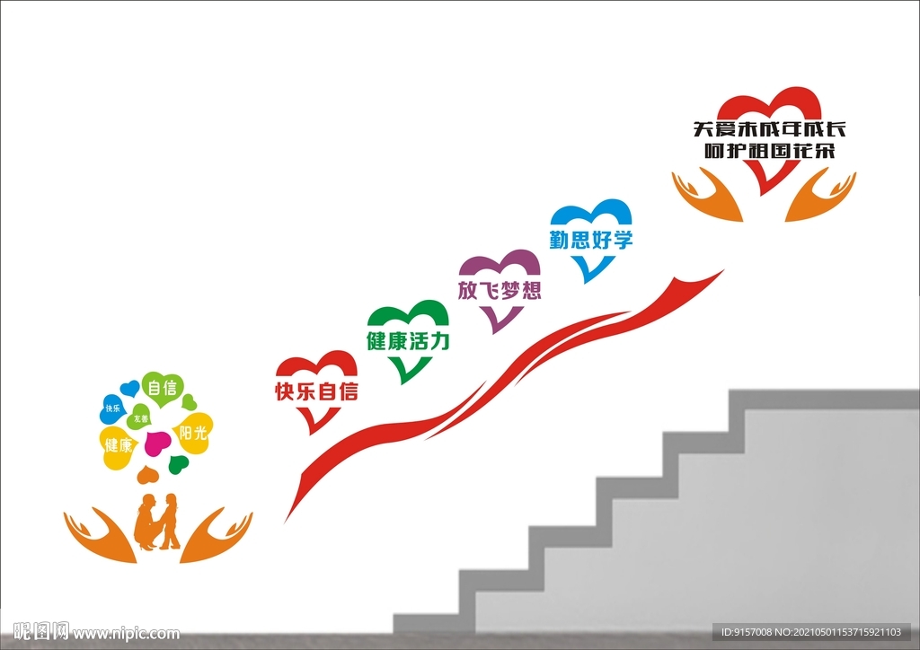 关注留守儿童楼梯文化墙