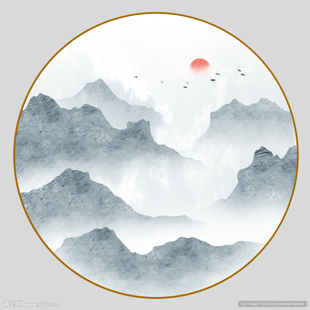圆形山水画