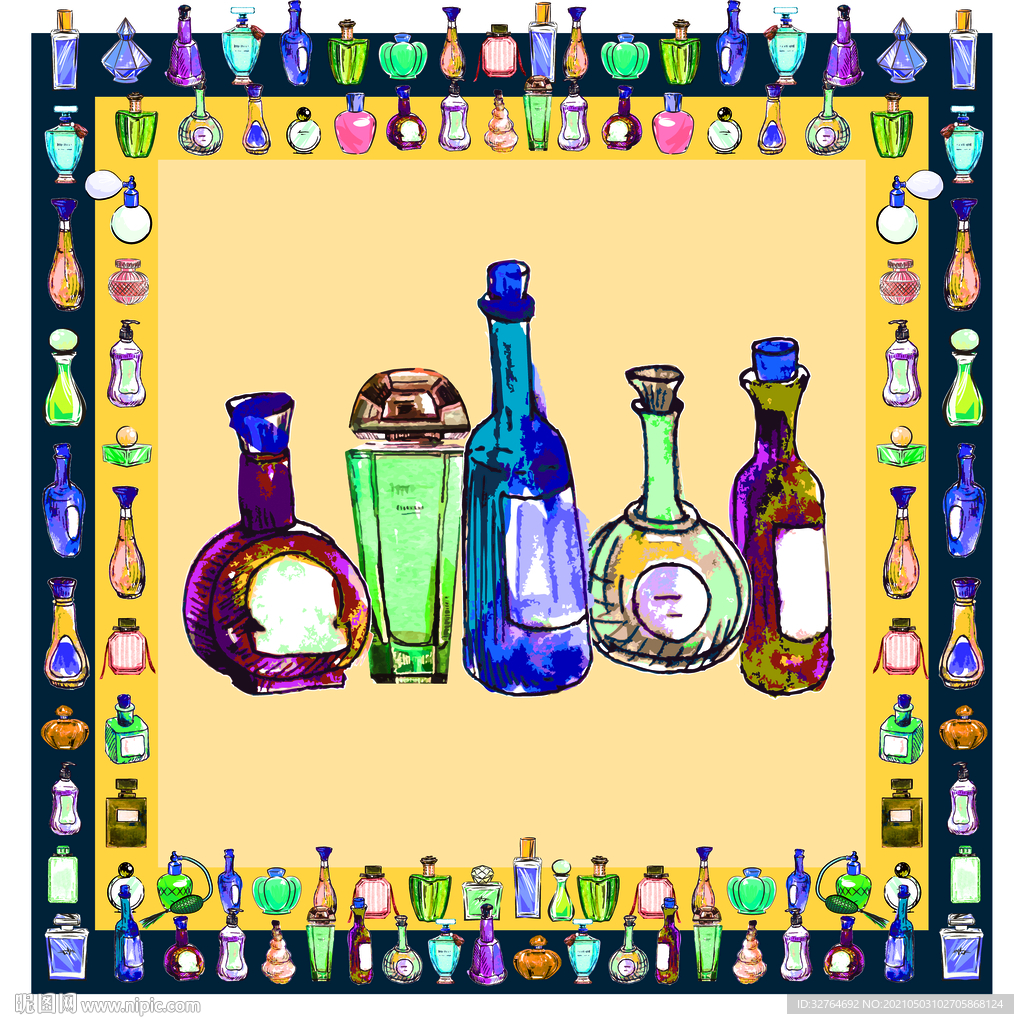 大牌方巾 矢量方巾 香水瓶