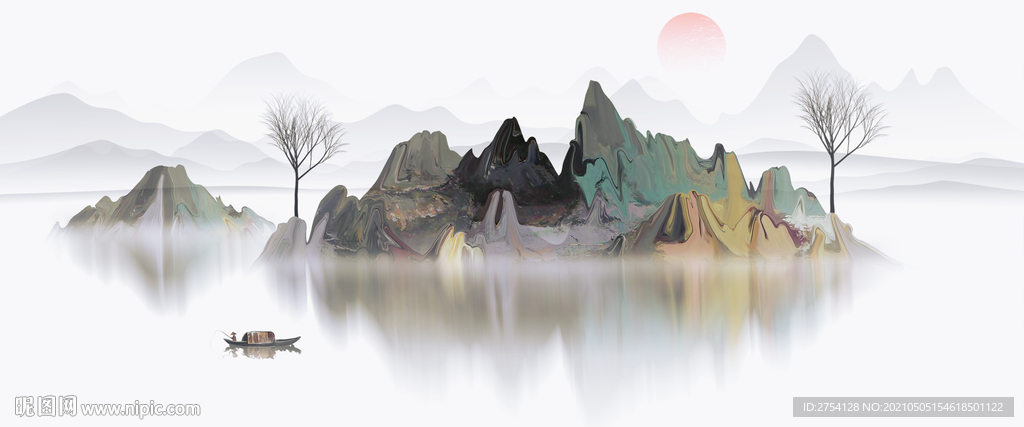 山水画 新中式 晶瓷画