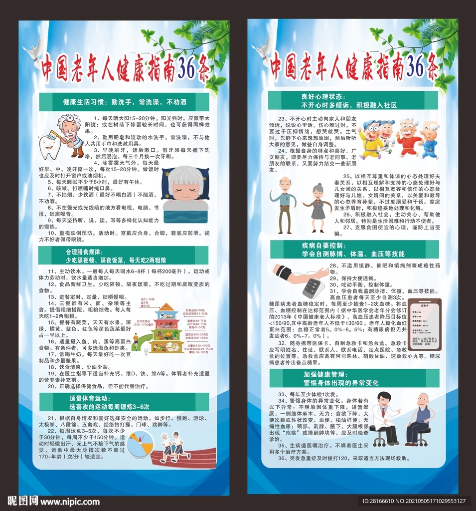 老年人健康指南36条展架