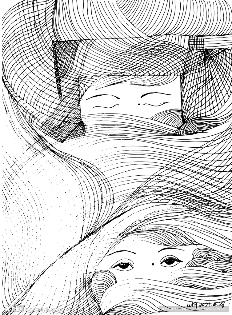 线稿穿越插画