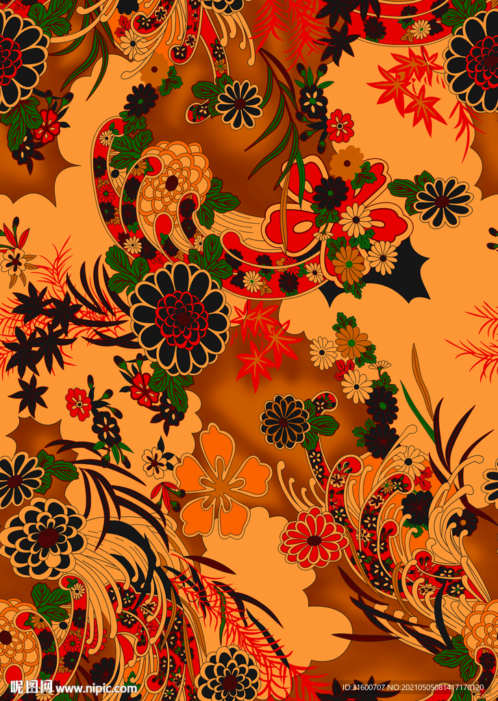 中国风传统实色花