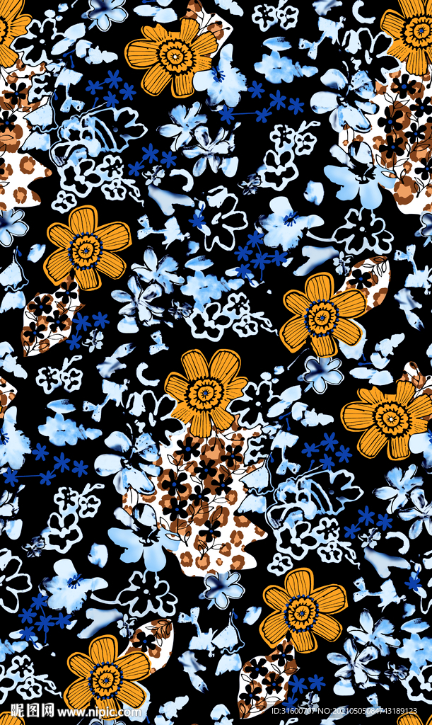 豹纹抽象花卉