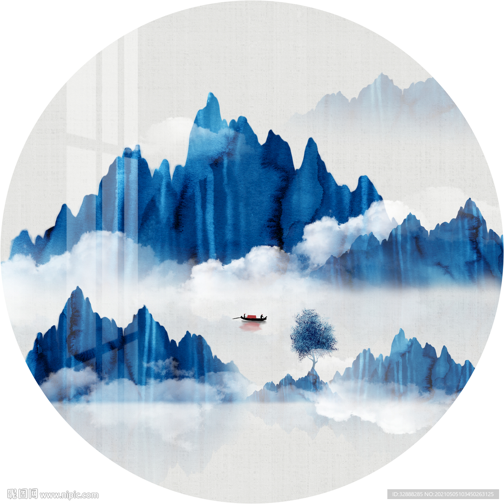 意境山水 圆形玄关