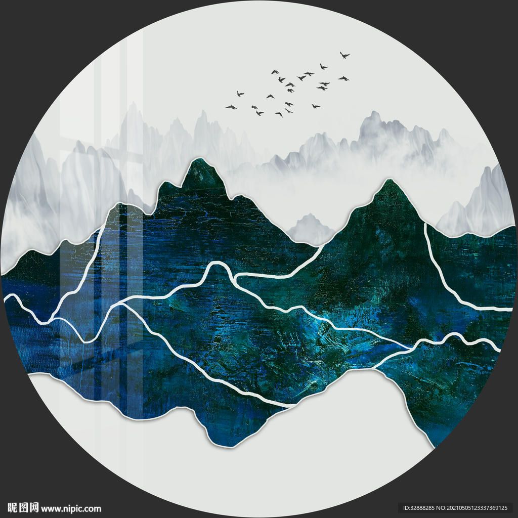 意境山水圆形玄关