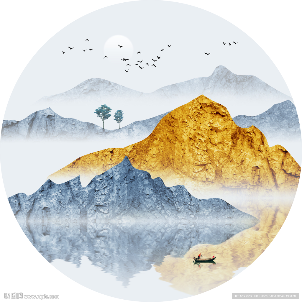 金色意境山水