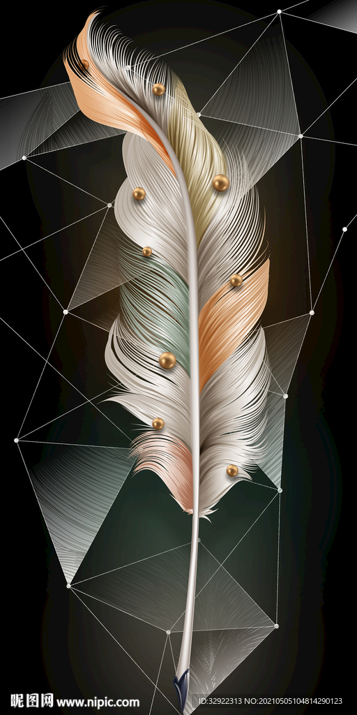羽毛几何装饰画