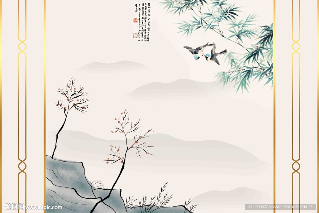 竹子电视背景墙