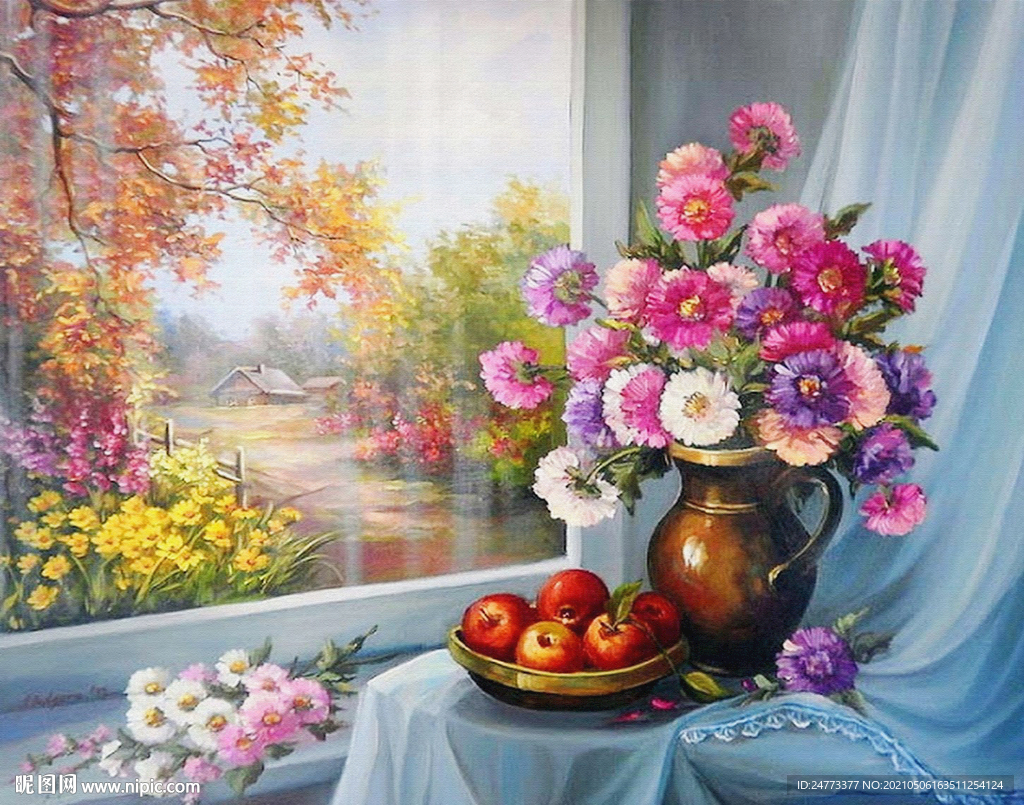 油画花瓶电表箱