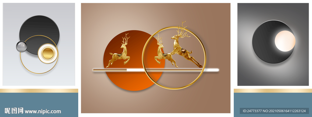 灯光麋鹿晶瓷画