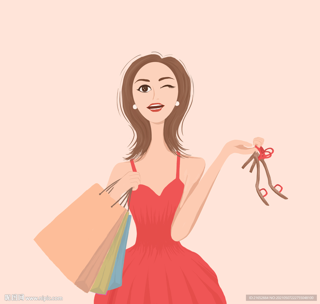 购物的女性时尚插画