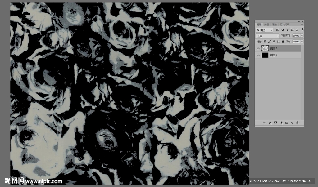 抽象涂鸦花卉灰调纹理印花图案