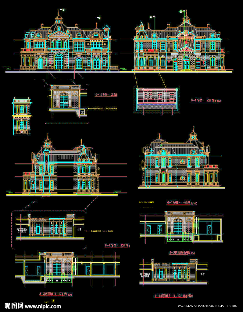 欧式大理石别墅CAD设计图纸