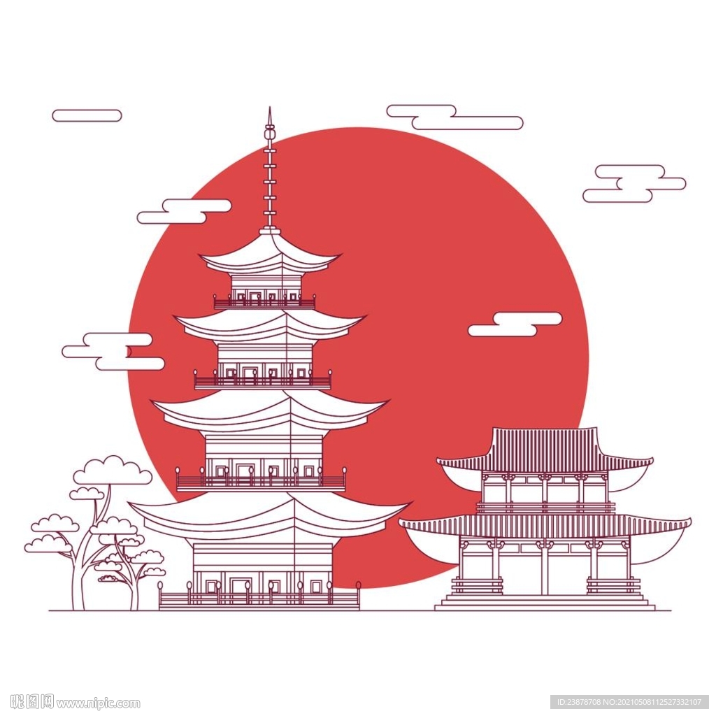 线稿宫殿古建筑