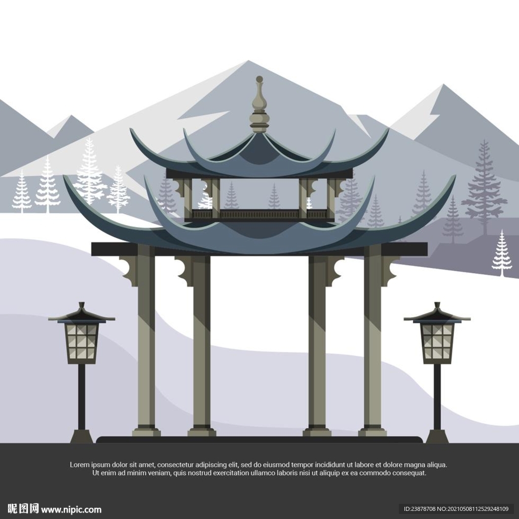 矢量亭子古建筑
