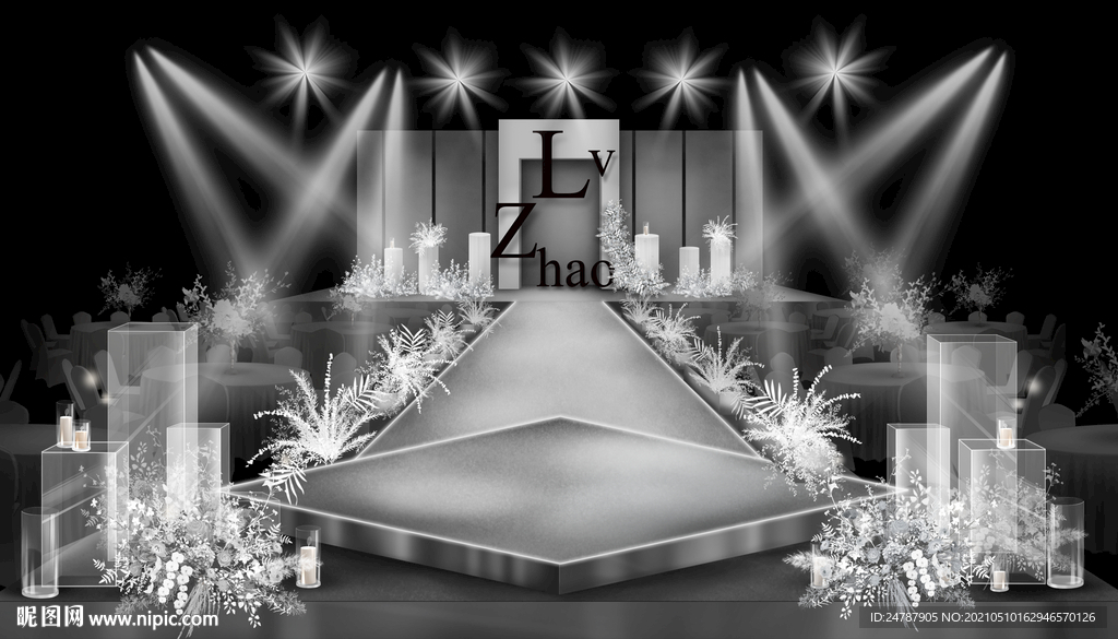 白色极简风婚礼效果图