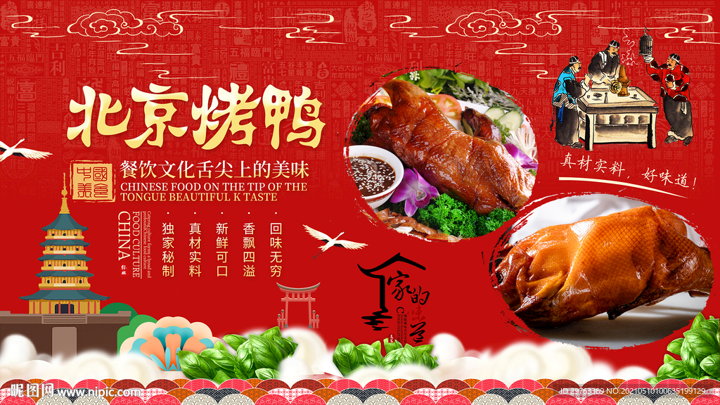北京烤鸭背景墙