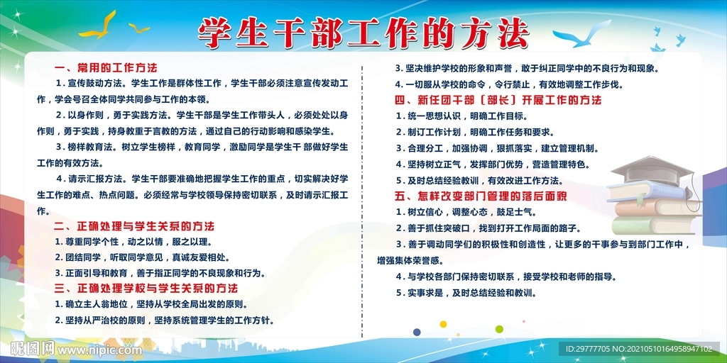 学校宣传栏学生干部工作方法