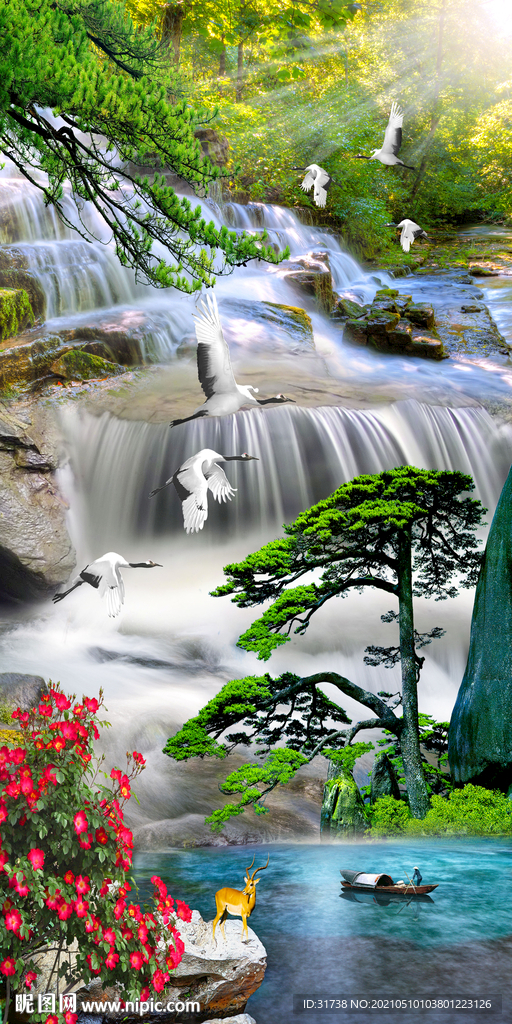 竖幅山水画