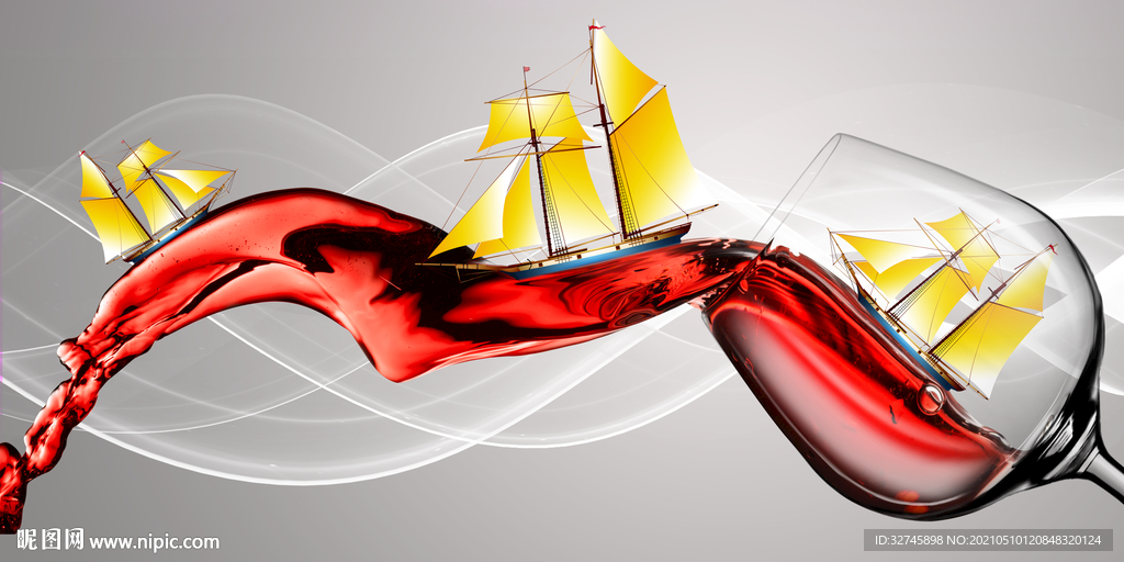 金色帆船餐厅装饰画