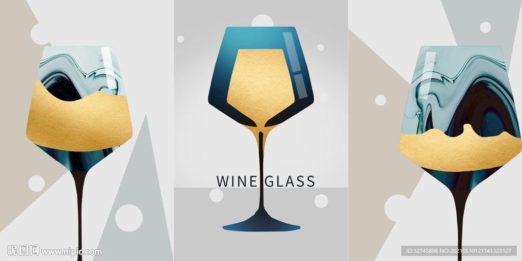 几何酒杯装饰画餐厅玄关