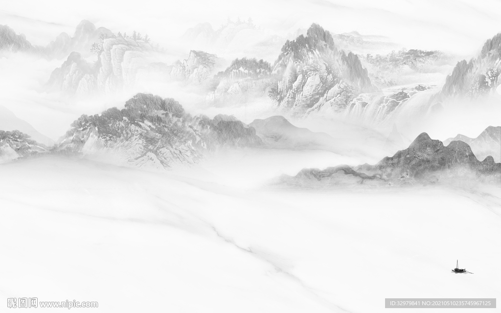 客厅意境新款山水 文件分层 