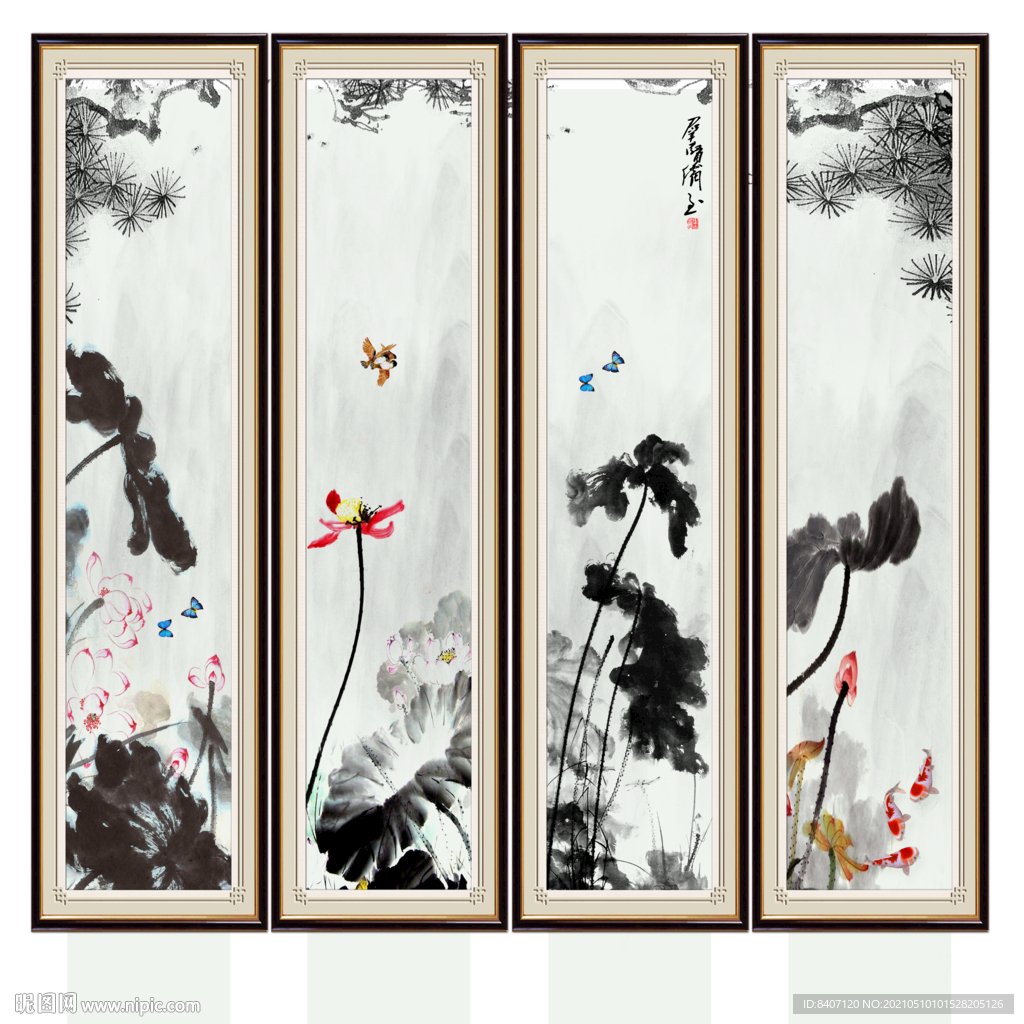 水墨画荷花
