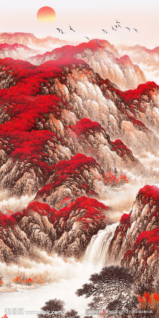 鸿运当头中式玄关画