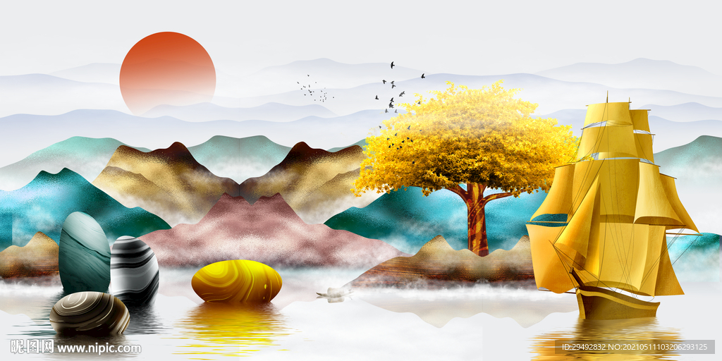 山水画石来运转 