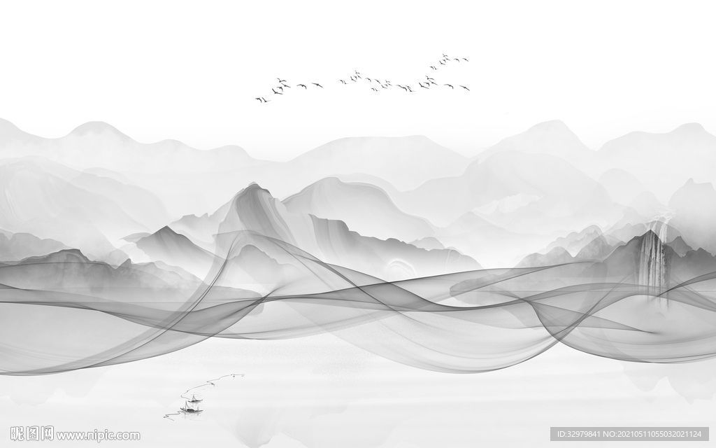 意境高端新款山水 文件分层 