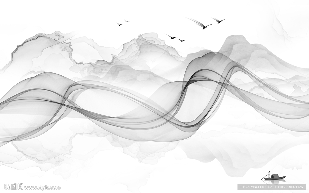 中式高端新款山水 文件分层 