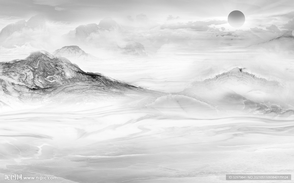 爆款简约意境山水 文件分层 