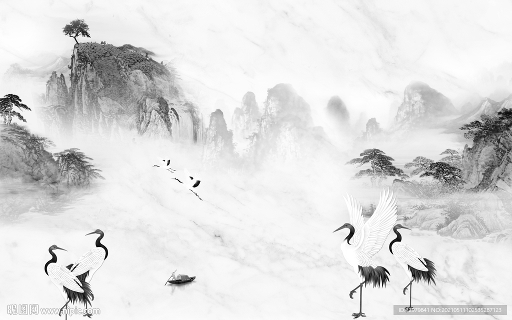 新品风景意境山水 文件分层 