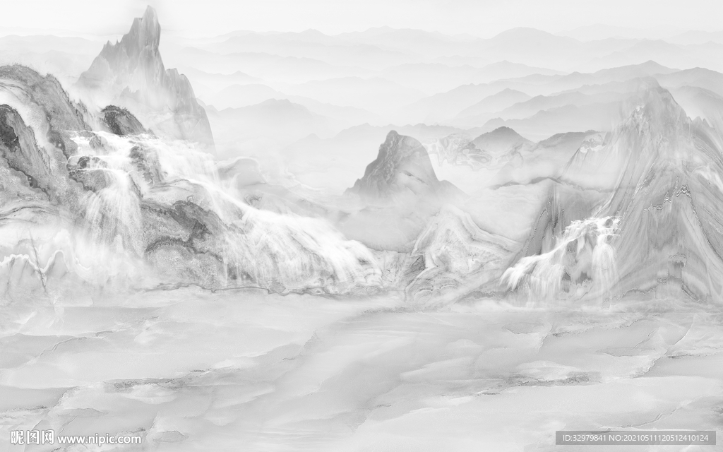 石纹大气意境山水 文件分层 