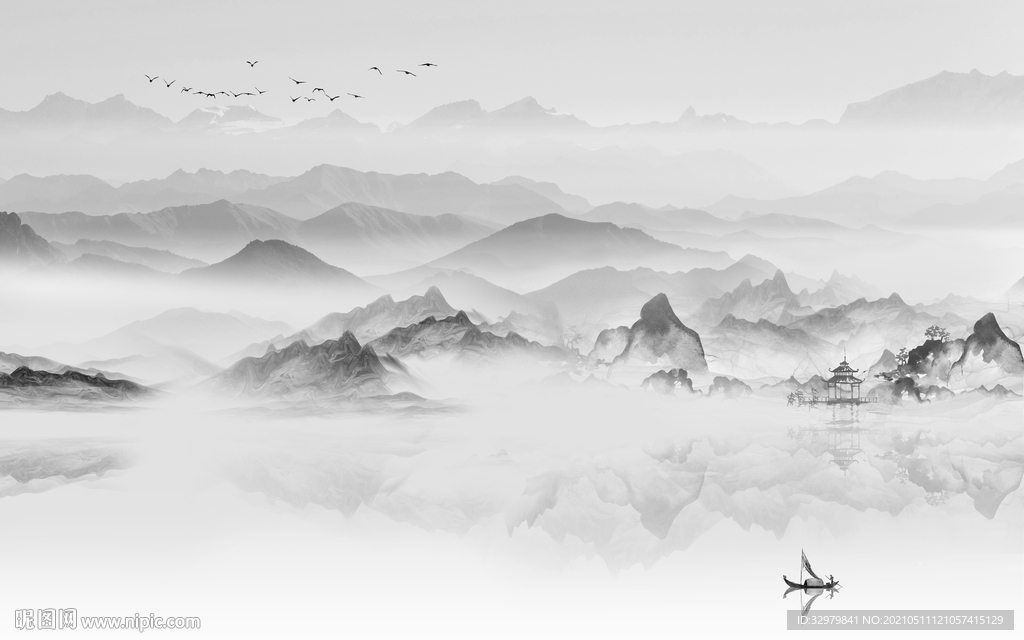 水墨大气意境山水 文件分层 