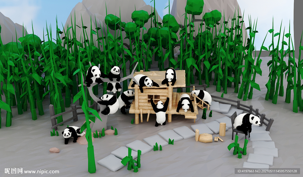大熊猫3D模型