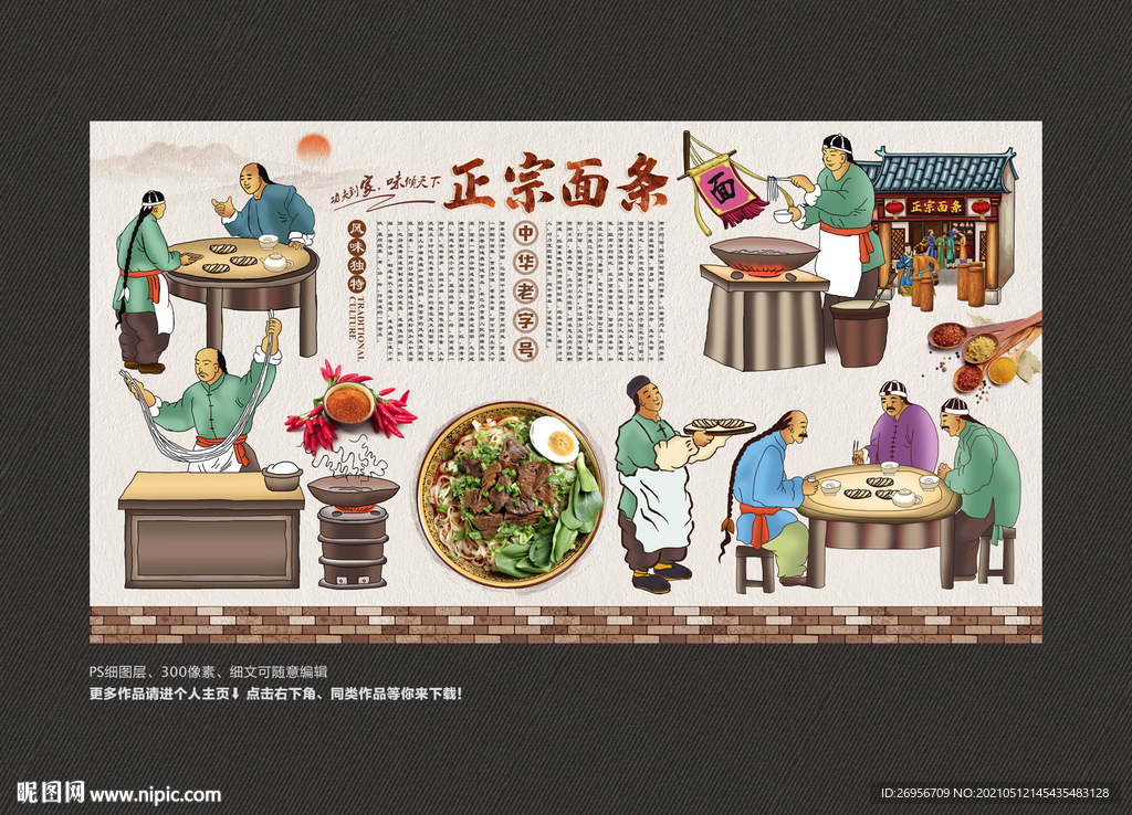 面条面文化背景墙