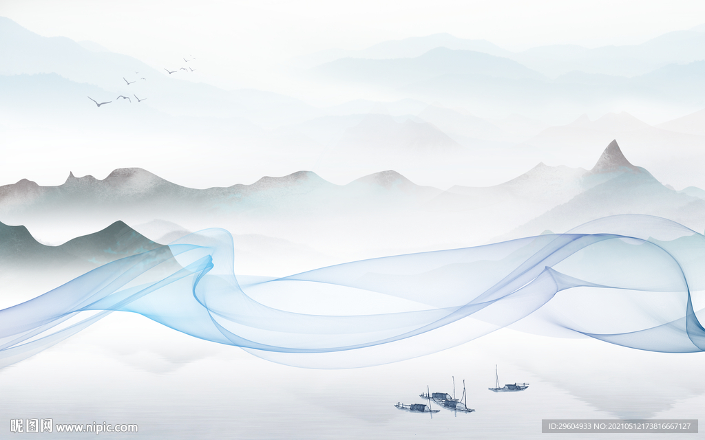 意境客厅意境山水 tif分层