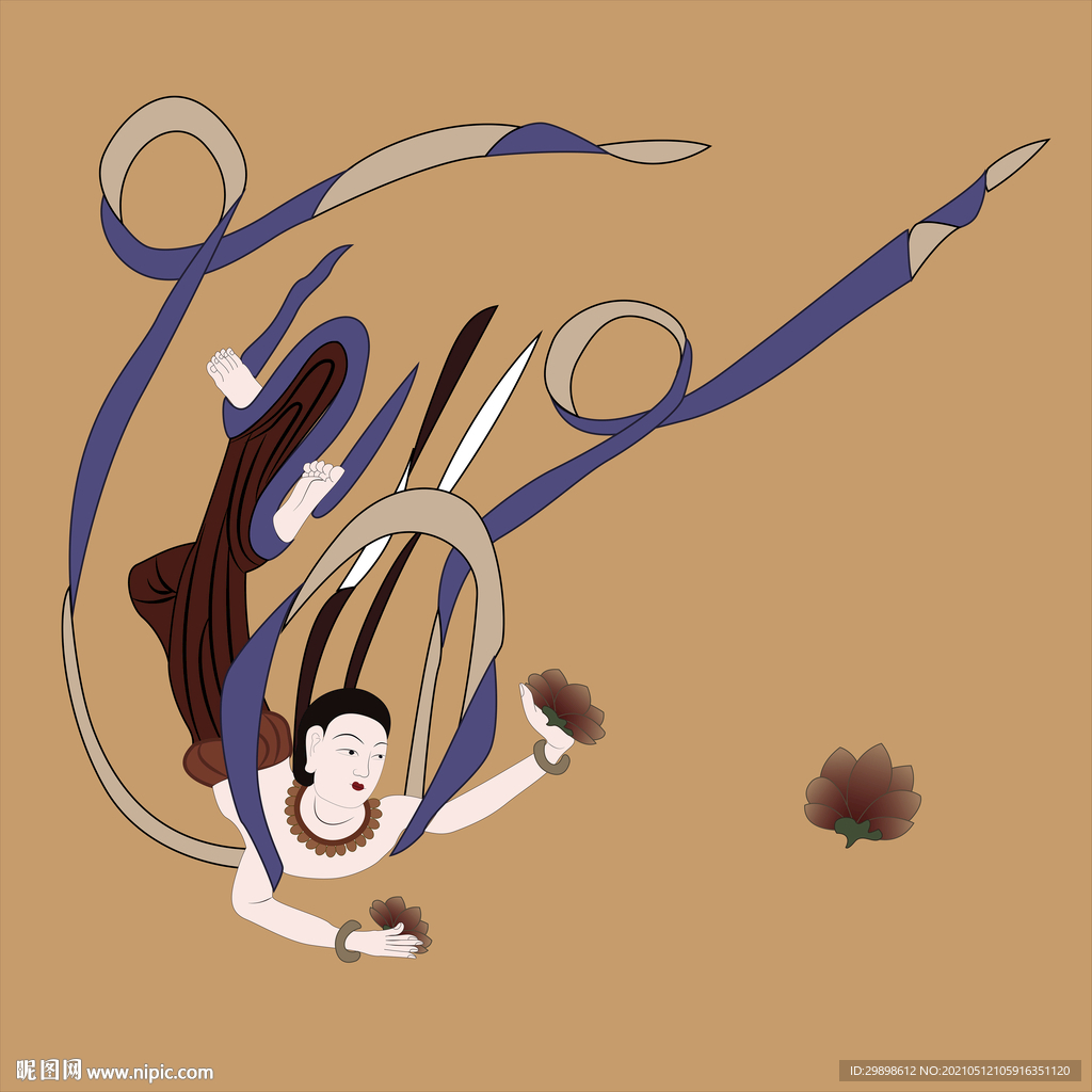 敦煌莫高窟375窟初唐献花飞天