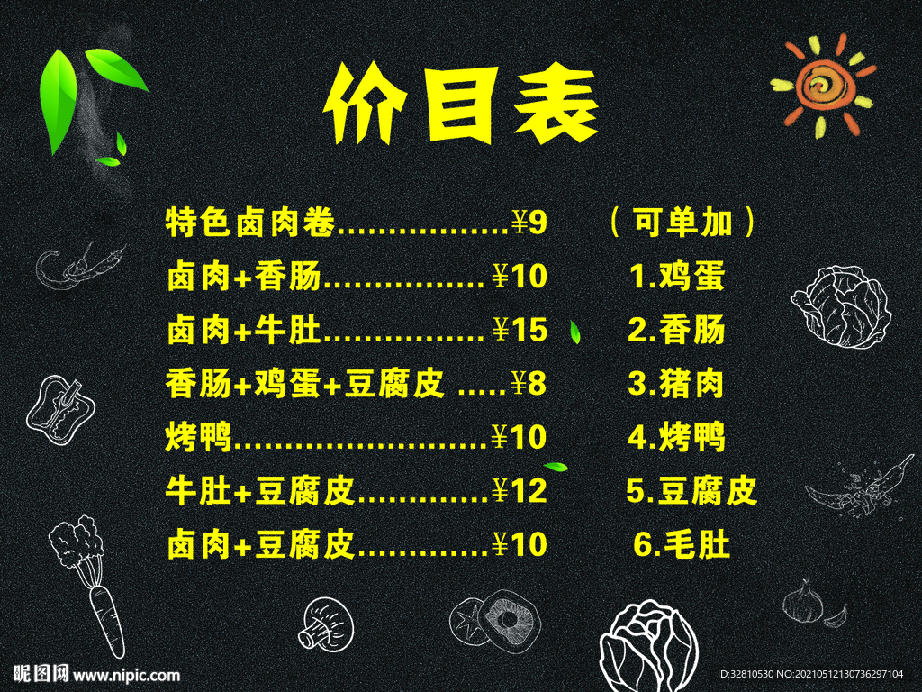 价目表