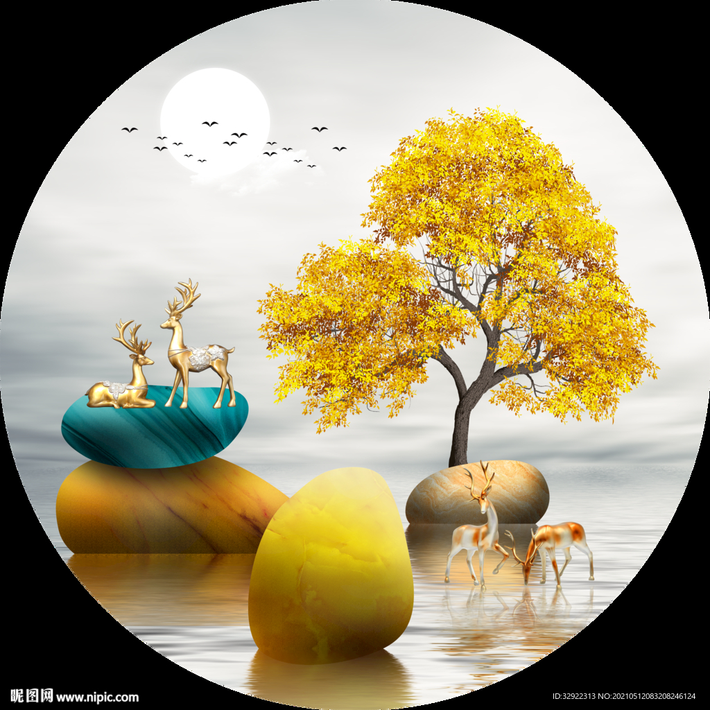 发财树石头玄关