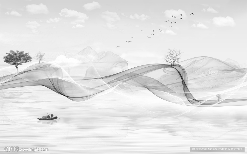 新款中式简约新画 山水分层画