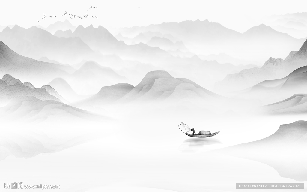 别墅山水简约新画 文件分层画