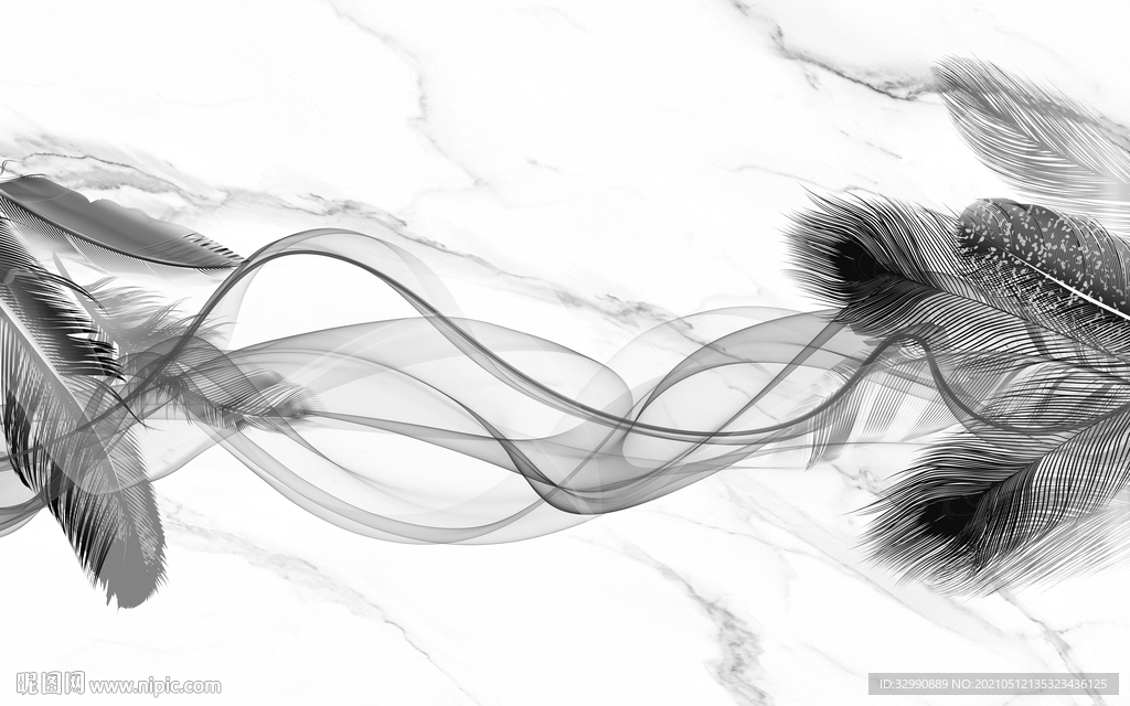 羽毛山水简约新画 文件分层画