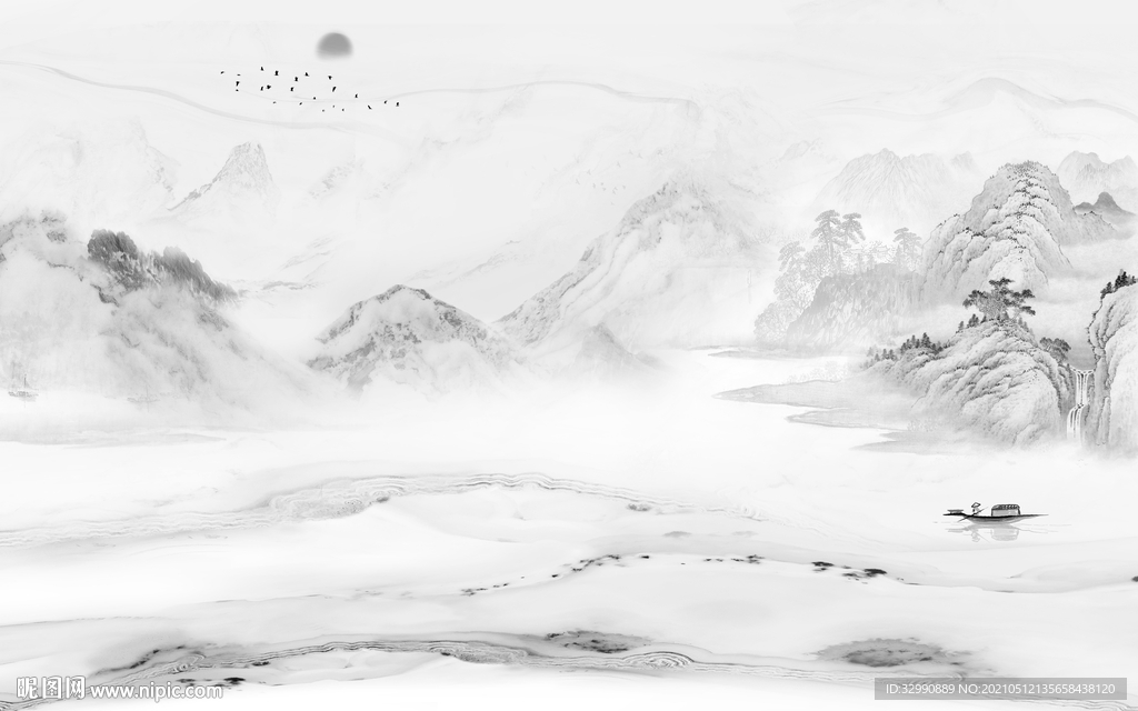 爆款山水简约新画 文件分层画